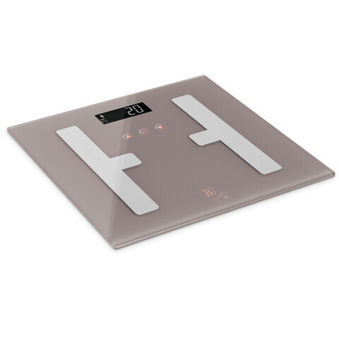 Cantar digital pentru baie Berlinger Haus, Taupe, 30x30 cm, max 180 kg, sticla temperata, taupe mat