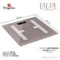 Cantar digital pentru baie Berlinger Haus, Taupe, 30x30 cm, max 180 kg, sticla temperata, taupe mat