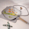 Tigaie grill cu capac Berlinger Haus, Taupe Nordic, 28 cm, 2.1 L, aluminiu forjat, taupe mat/natur