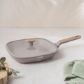 Tigaie grill cu capac Berlinger Haus, Taupe Nordic, 28 cm, 2.1 L, aluminiu forjat, taupe mat/natur