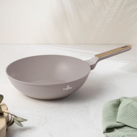 Tigaie Wok Berlinger Haus, Taupe Nordic, 28 cm, 3.5 L, aluminiu forjat, taupe mat/natur