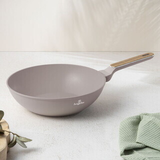 Taupe mat;Natur, Tigaie Wok 28 cm