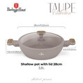 Oala cu capac Berlinger Haus, Taupe Nordic, 28 cm, 3.8 L, aluminiu forjat, taupe mat/natur
