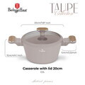 Oala cu capac Berlinger Haus, Taupe Nordic, 20 cm, 2.6 L, aluminiu forjat, taupe mat/natur