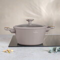 Oala cu capac Berlinger Haus, Taupe Nordic, 24 cm, 4.3 L, aluminiu forjat, taupe mat/natur