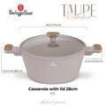 Oala cu capac Berlinger Haus, Taupe Nordic, 28 cm, 6.3 L, aluminiu forjat, taupe mat/natur