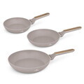 Set 3 tigai rotunde Berlinger Haus, Taupe Nordic, 20/24/28 cm, aluminiu forjat, taupe mat/natur