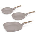 Set 3 tigai Berlinger Haus, Taupe Nordic, 20/24/28 cm, aluminiu forjat, taupe mat/natur