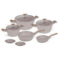 Set pentru gatit Berlinger Haus, Taupe Nordic, 10 piese, aluminiu forjat, taupe mat/natur