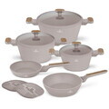 Set pentru gatit Berlinger Haus, Taupe Nordic, 10 piese, aluminiu forjat, taupe mat/natur