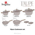 Set pentru gatit Berlinger Haus, Taupe Nordic, 10 piese, aluminiu forjat, taupe mat/natur