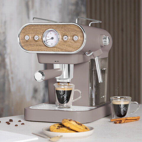 Espressor 3 in 1 Berlinger Haus, Taupe Nordic, 950W, 23x26.5x30.5 cm, inox, taupe mat/natur