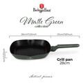 Tigaie grill Berlinger Haus, Matte Green, 28 cm, 2.1 L, aluminiu forjat, verde mat