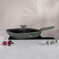Tigaie grill cu capac Berlinger Haus, Matte Green, 28 cm, 2.1 L, aluminiu forjat, verde mat