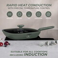 Tigaie grill cu capac Berlinger Haus, Matte Green, 28 cm, 2.1 L, aluminiu forjat, verde mat