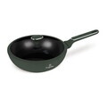 Tigaie Wok cu capac Berlinger Haus, Matte Green, 28 cm, 3.2 L, aluminiu forjat, verde mat