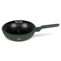 Tigaie Wok cu capac Berlinger Haus, Matte Green, 28 cm, 3.2 L, aluminiu forjat, verde mat