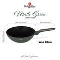 Tigaie Wok cu capac Berlinger Haus, Matte Green, 28 cm, 3.2 L, aluminiu forjat, verde mat