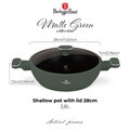 Oala cu capac Berlinger Haus, Matte Green, 28 cm, 3.8 L, aluminiu forjat, verde mat