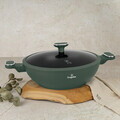 Tigaie Wok cu capac Berlinger Haus, Matte Green, 30 cm, aluminiu forjat, verde mat