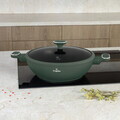 Tigaie Wok cu capac Berlinger Haus, Matte Green, 30 cm, aluminiu forjat, verde mat