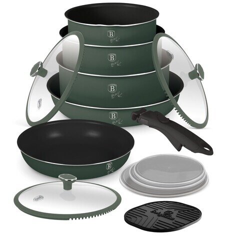 Set pentru gatit Berlinger Haus, Matte Green, 13 piese, aluminiu, verde mat