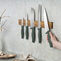 Set 5 cutite cu suport magnetic Berlinger Haus, Matte Green, inox/lemn, verde mat/natur