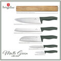 Set 5 cutite cu suport magnetic Berlinger Haus, Matte Green, inox/lemn, verde mat/natur