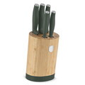 Set 5 cutite cu suport rotund Berlinger Haus, Matte Green, inox/bambus, verde mat/natur