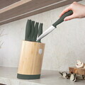 Set 5 cutite cu suport rotund Berlinger Haus, Matte Green, inox/bambus, verde mat/natur