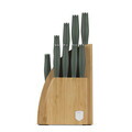 Set 9 cutite cu suport Berlinger Haus, Matte Green, inox/bambus, verde mat/natur