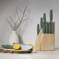 Set 9 cutite cu suport Berlinger Haus, Matte Green, inox/bambus, verde mat/natur
