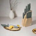 Set 9 cutite cu suport Berlinger Haus, Matte Green, inox/bambus, verde mat/natur
