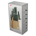 Set 9 cutite cu suport Berlinger Haus, Matte Green, inox/bambus, verde mat/natur