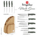 Set 9 cutite cu suport Berlinger Haus, Matte Green, inox/bambus, verde mat/natur