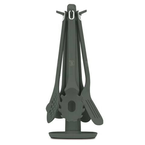 Set 5 ustensile de bucatarie cu suport, Berlinger Haus, Matte Green, nailon/plastic, verde mat