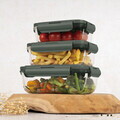 Set 3 caserole cu capac Berlinger Haus, Matte Green, 570 ml / 840 ml / 1.18 L, sticla/plastic, verde/transparent