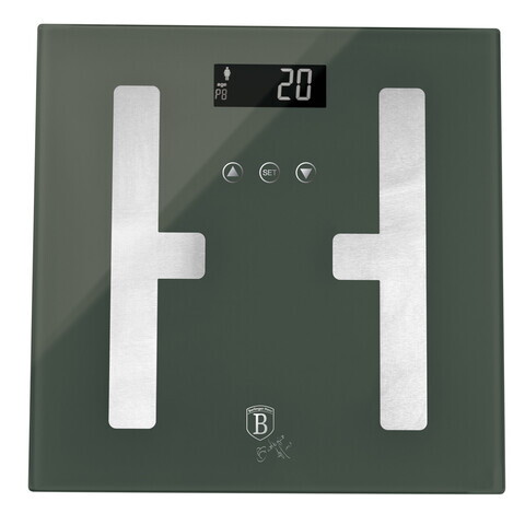 Cantar digital pentru baie Berlinger Haus, Matte Green, 30x30 cm, max 180 kg, sticla temperata, verde mat