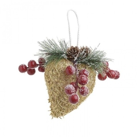 Set 6 decoratiuni pentru brad Heart gold, InArt, H12 cm, poliester, auriu