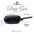 Tigaie grill cu capac Berlinger Haus, Deep Sea, 28 cm, 2.1 L, aluminiu forjat, albastru mat/gri
