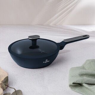 Albastru mat;Gri, Tigaie adanca 24 cm