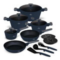 Set pentru gatit Berlinger Haus, Deep Sea, 15 piese, aluminiu forjat, albastru mat/gri