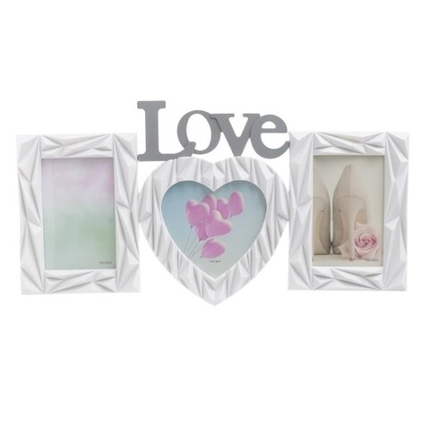 Rama foto Love, InArt, 3 fotografii, 48.5 x 24.5 cm, plastic, ivory