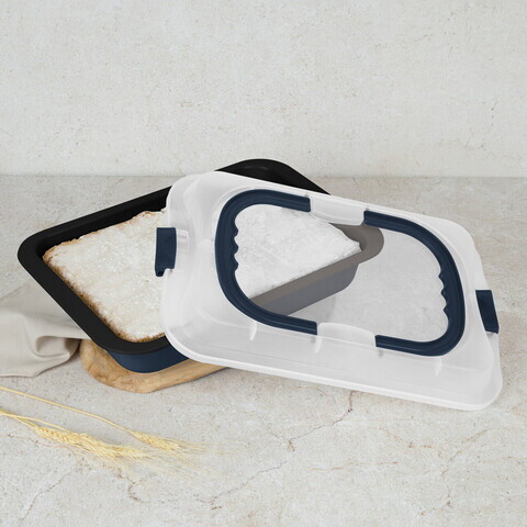 Tava cu capac Berlinger Haus, Deep Sea, 36x24.5x5.5 cm, otel carbon/plastic, albastru mat