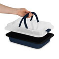 Tava cu capac Berlinger Haus, Deep Sea, 36x24.5x5.5 cm, otel carbon/plastic, albastru mat