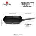 Tigaie grill Berlinger Haus, Anthracite, 28 cm, 2.1 L, aluminiu forjat, antracit mat