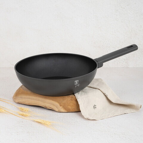 Tigaie Wok Berlinger Haus, Anthracite, 28 cm, 3.2 L, aluminiu forjat, antracit mat