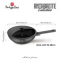 Tigaie Wok cu capac Berlinger Haus, Anthracite, 28 cm, 3.2 L, aluminiu forjat, antracit mat