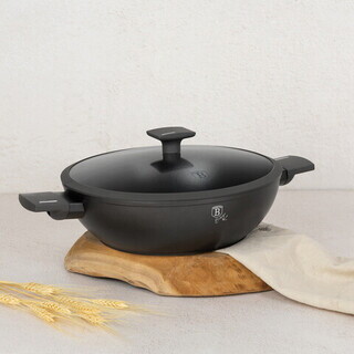 Antracit mat, Tigaie Wok cu capac 30 cm