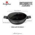 Tigaie Wok cu capac Berlinger Haus, Anthracite, 30 cm, aluminiu forjat, antracit mat